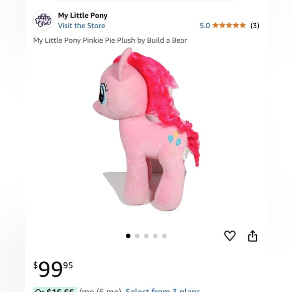 My Little Pony Pinkie Pie Plush by Build a Bear - Picture 6 of 6